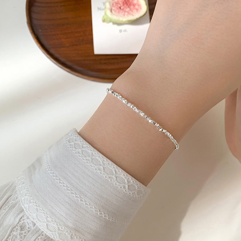 "S925 Sterling Silver Cold Style Broken Necklace & Bracelet - Minimalist Elegance"