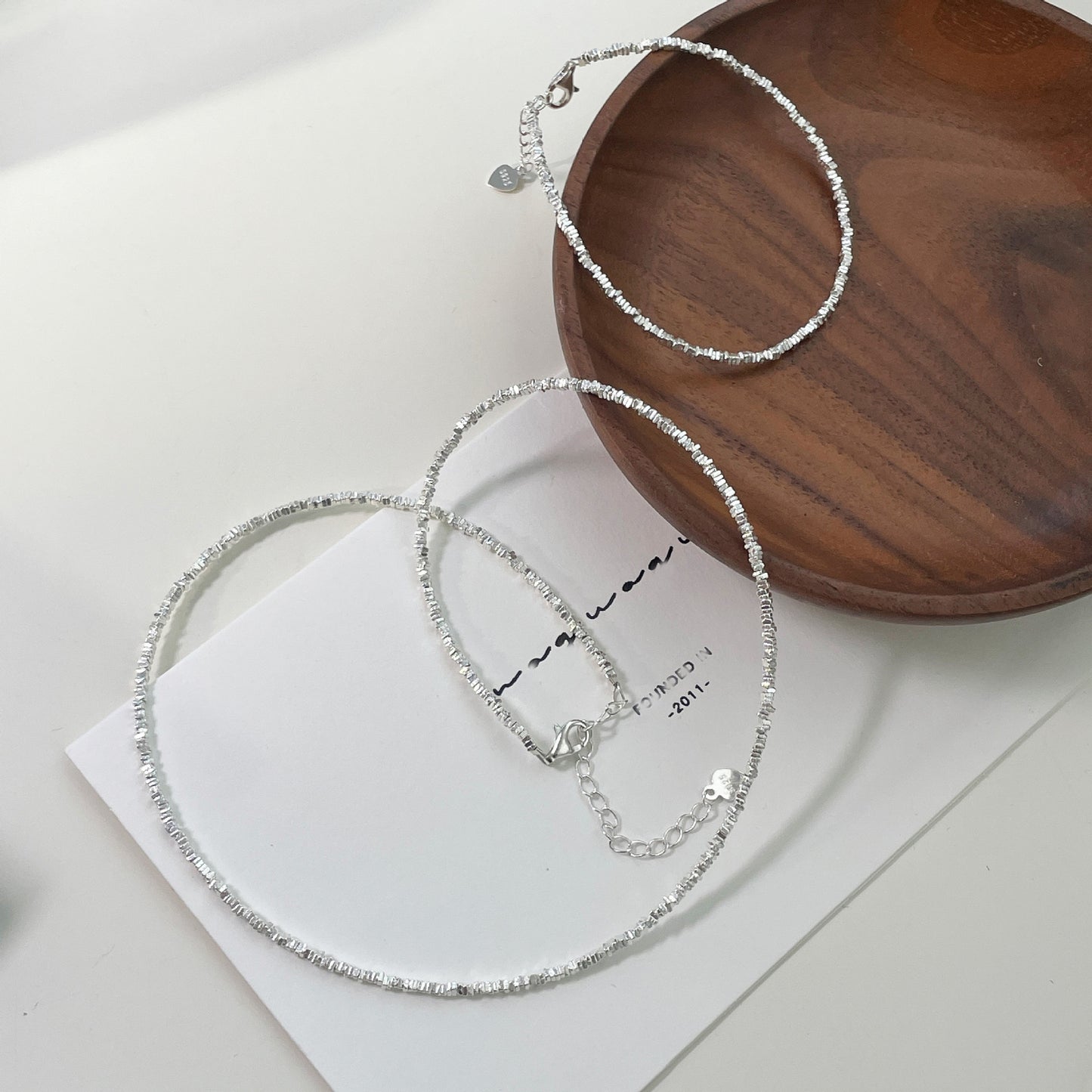 "S925 Sterling Silver Cold Style Broken Necklace & Bracelet - Minimalist Elegance"