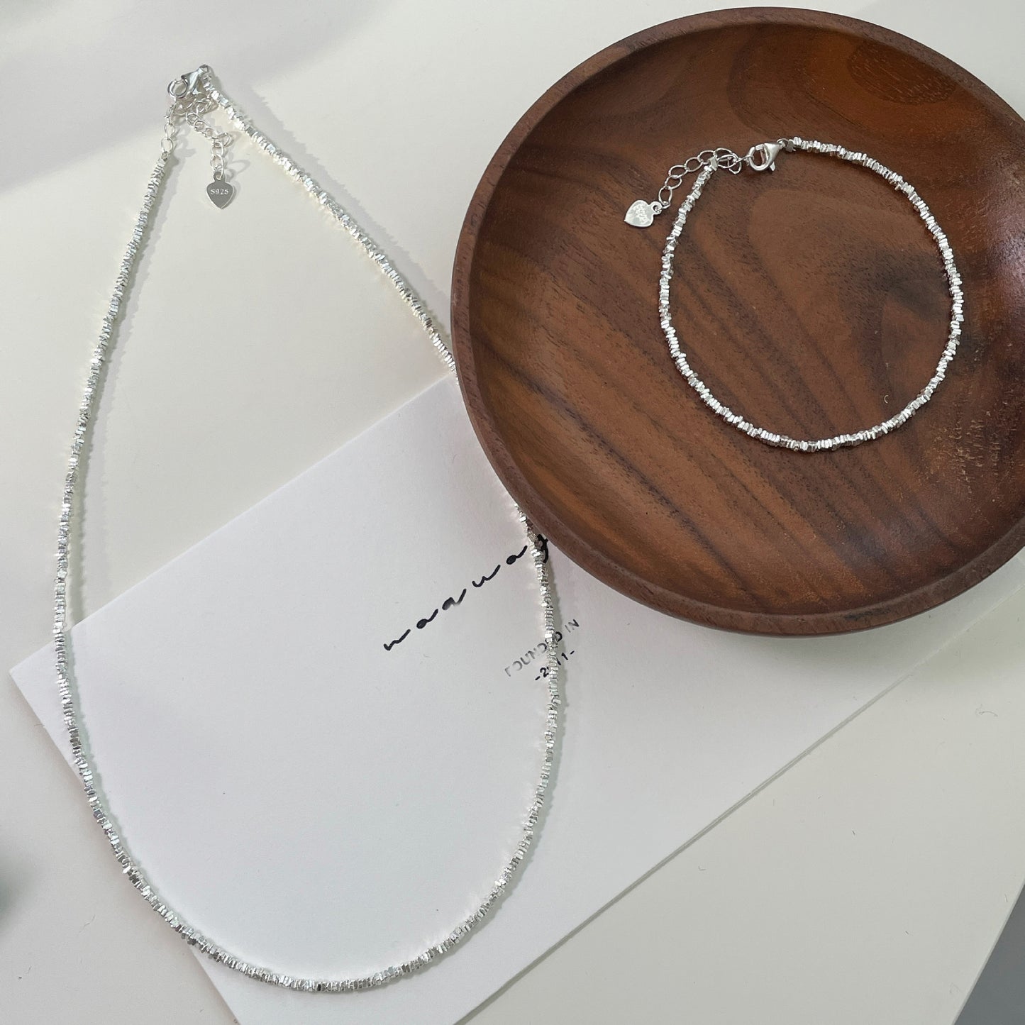 "S925 Sterling Silver Cold Style Broken Necklace & Bracelet - Minimalist Elegance"