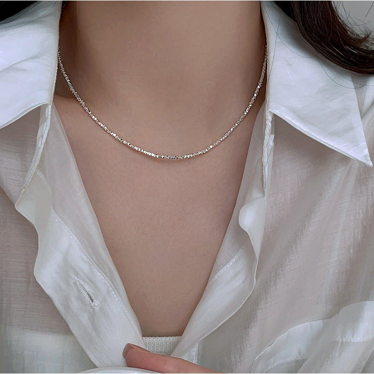 "S925 Sterling Silver Cold Style Broken Necklace & Bracelet - Minimalist Elegance"