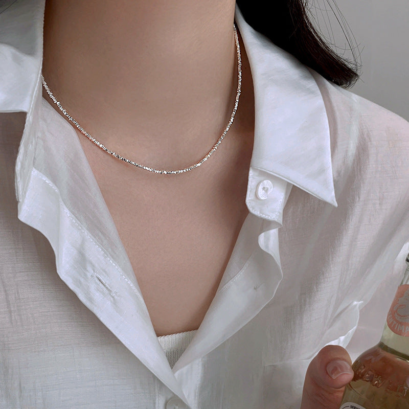 "S925 Sterling Silver Cold Style Broken Necklace & Bracelet - Minimalist Elegance"