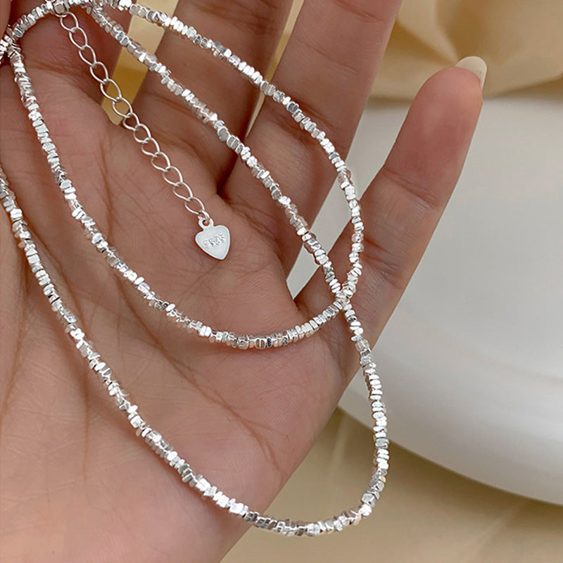 "S925 Sterling Silver Cold Style Broken Necklace & Bracelet - Minimalist Elegance"