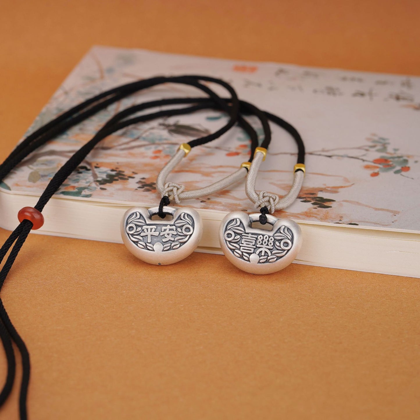 Antique Chinese Longevity Lock Necklace - 999 Pure Silver Feng Shui Blessing Pendant for Protection Gifts