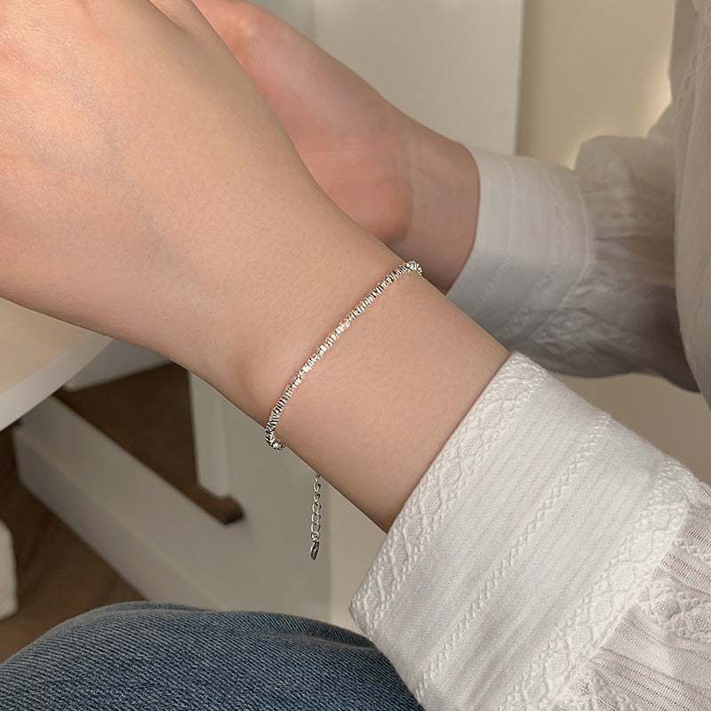 "S925 Sterling Silver Cold Style Broken Necklace & Bracelet - Minimalist Elegance"