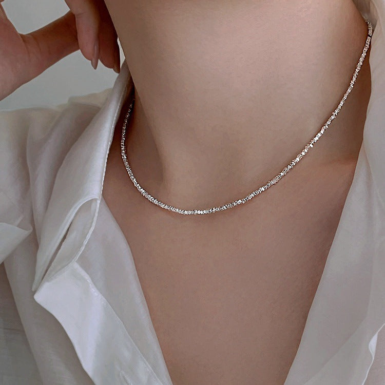 "S925 Sterling Silver Cold Style Broken Necklace & Bracelet - Minimalist Elegance"