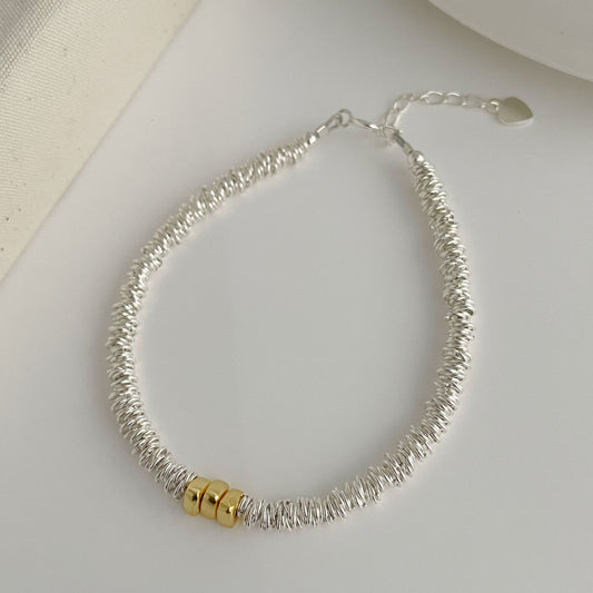 S925 Sterling Silver Triangle Broken Silver Ring Bracelet - Unique Light Luxury Accessory"