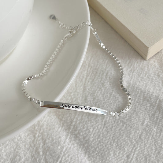 S925 Sterling Silver Simple Letter Bracelet - Elegant Personalized Jewelry Gift Minimalist Design